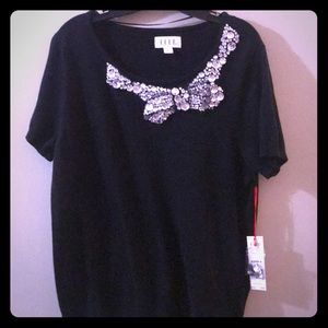 Elle lady in lace sweater